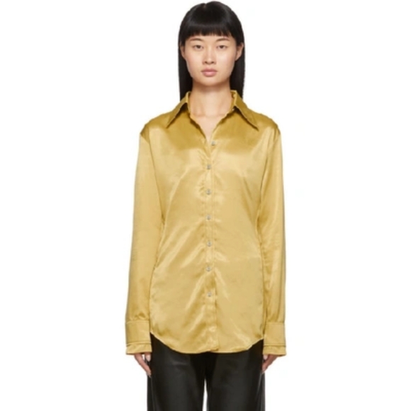 3S.NWT ACNE STUDIOS SATIN SHIRT IN GOLD - Picture 2 of 9